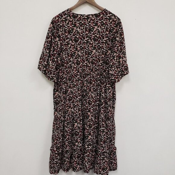 Draper James Womens Dark Cottagecore Floral Midi Dress Size XXL Tiered Prairie - Picture 2 of 11